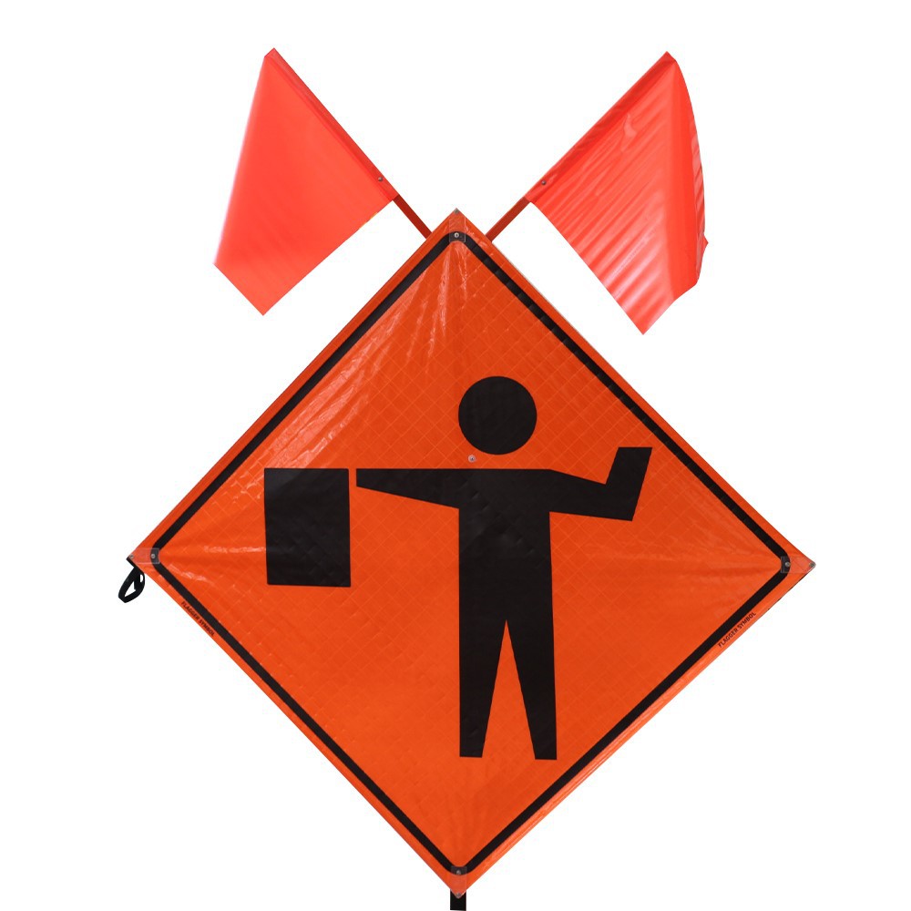 Flagger Symbol roll up signs 3 Flagger Symbol roll up signs 3
